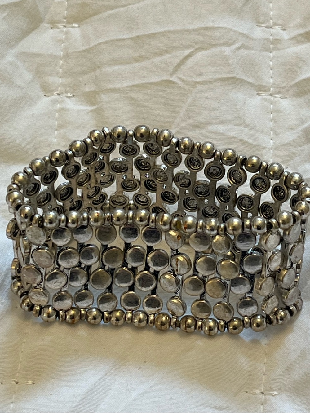 Silver Stretch Beaded Women's Bracelet